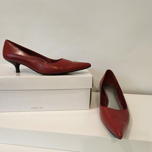 Nine West Kandao City Red Leather Kitten Heels